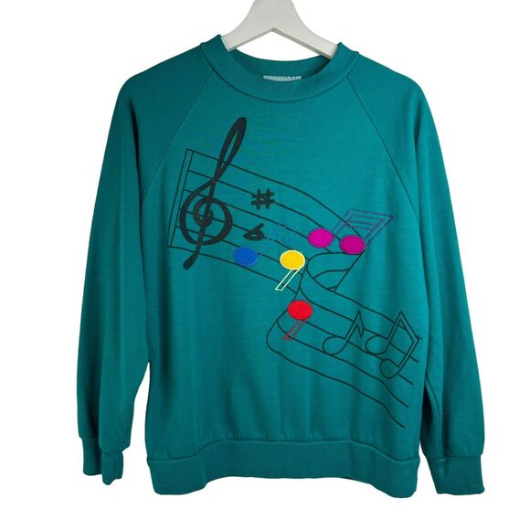 Vintage Sz L Sweatshirt Music Cliff Notes Fleece Crew Neck Long Sleeve Pullover - Picture 1 of 12